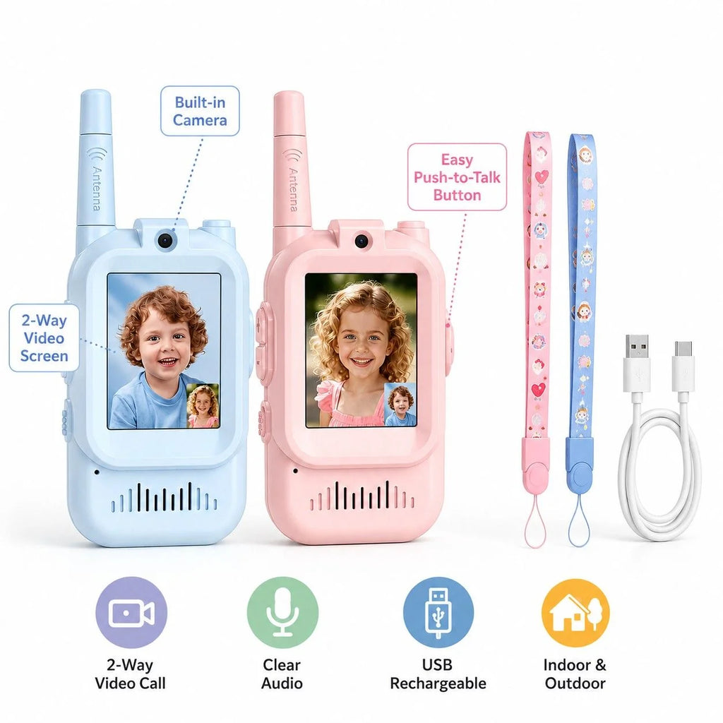2Pcs Rechargeable Kids Video Walkie Talkie