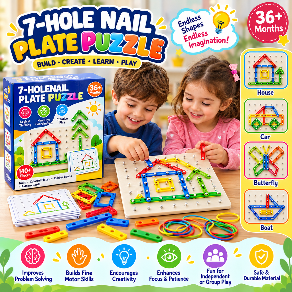 Creative Peg Board for Kids – Pattern Cards & Colorful Bands