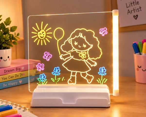 Acrylic LED Board With Colorful Light & 7 Neon Pens (Removable Template)
