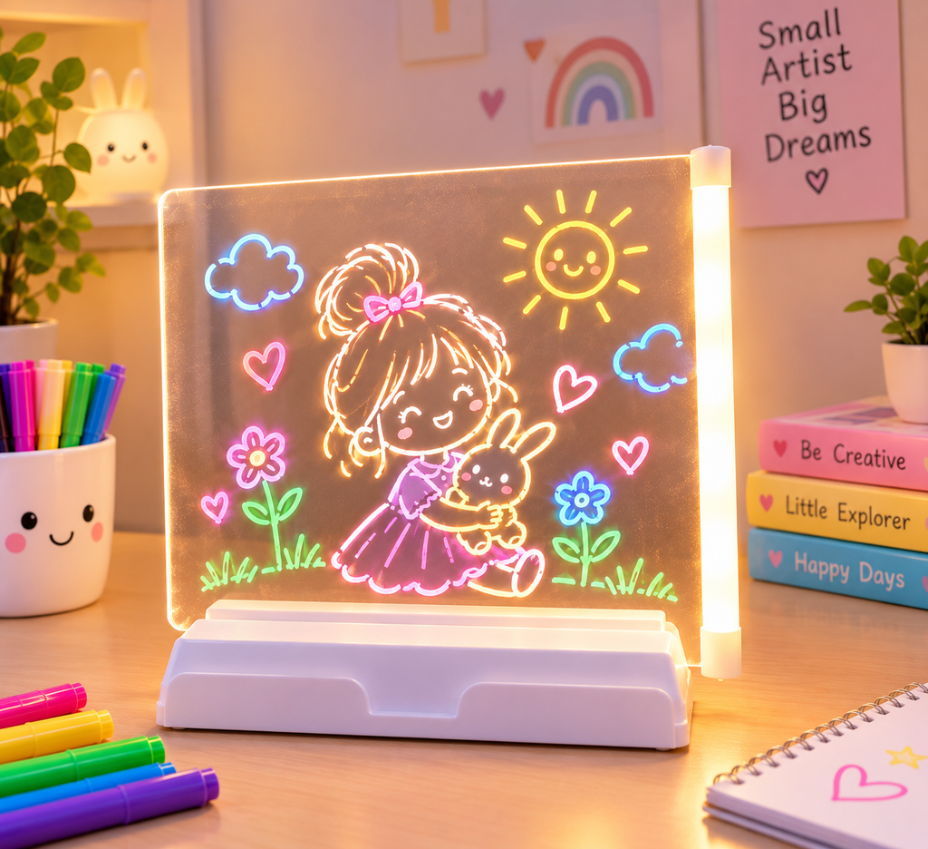 Acrylic LED Board With Colorful Light & 7 Neon Pens (Removable Template)