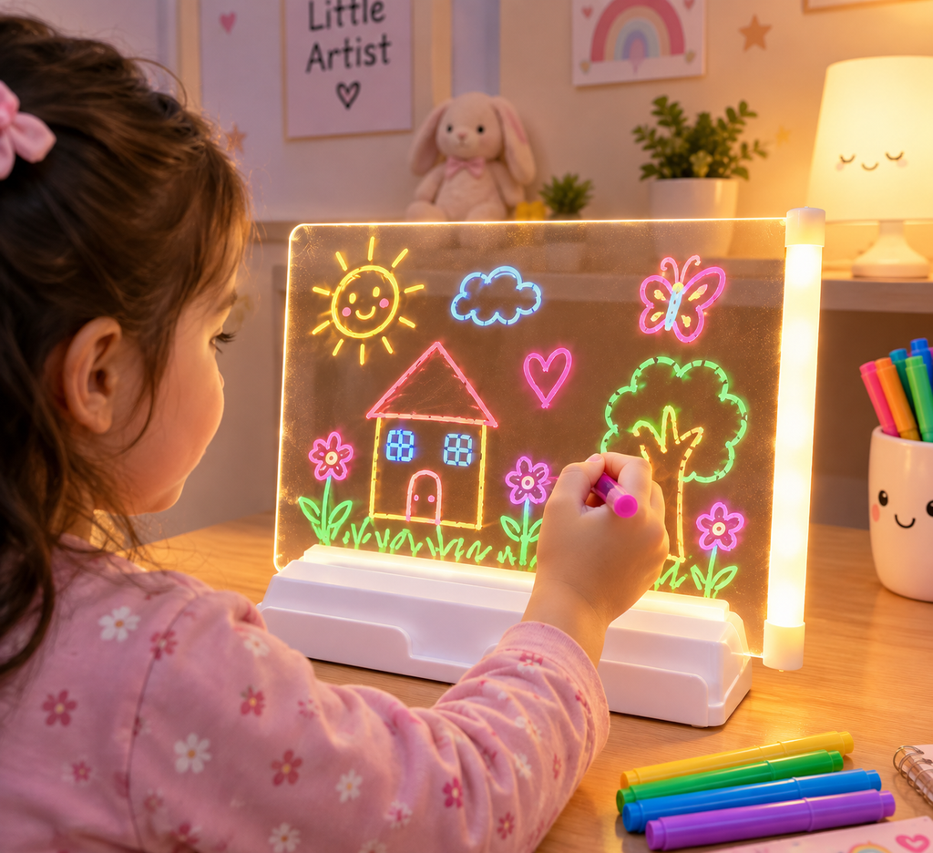 Acrylic LED Board With Colorful Light & 7 Neon Pens (Removable Template)
